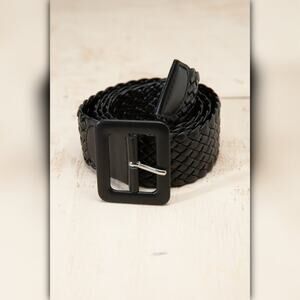 A246-B • Black Braided Faux Leather Waist Belt